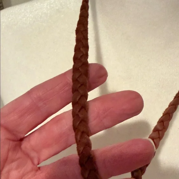 Braided Leather Necklace with Ring Accent - Picture 3 of 5